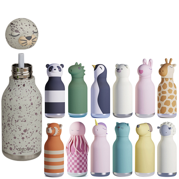 BESTIE בקבוק תרמי נירוסטה חם/קר 460 מ"ל עם קש סיליקון מבית ASOBU