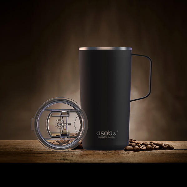 Tower Mug ספל תרמי נירוסטה ציפוי קרמי פנימי PURAMIC מכסה טריטן 600 מ"ל מבית ASOBU - תמונה 11