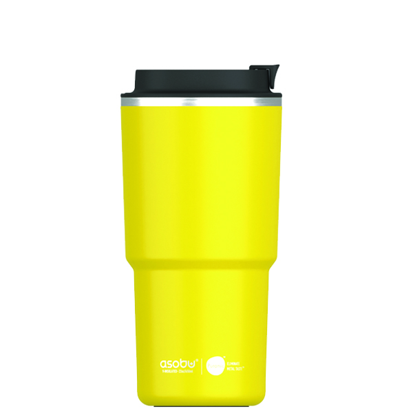 Pick Me Up ספל תרמי נירוסטה ציפוי קרמי פנימי PURAMIC מכסה Anti Spill למניעת נזילה 650 מ"ל מבית ASOBU