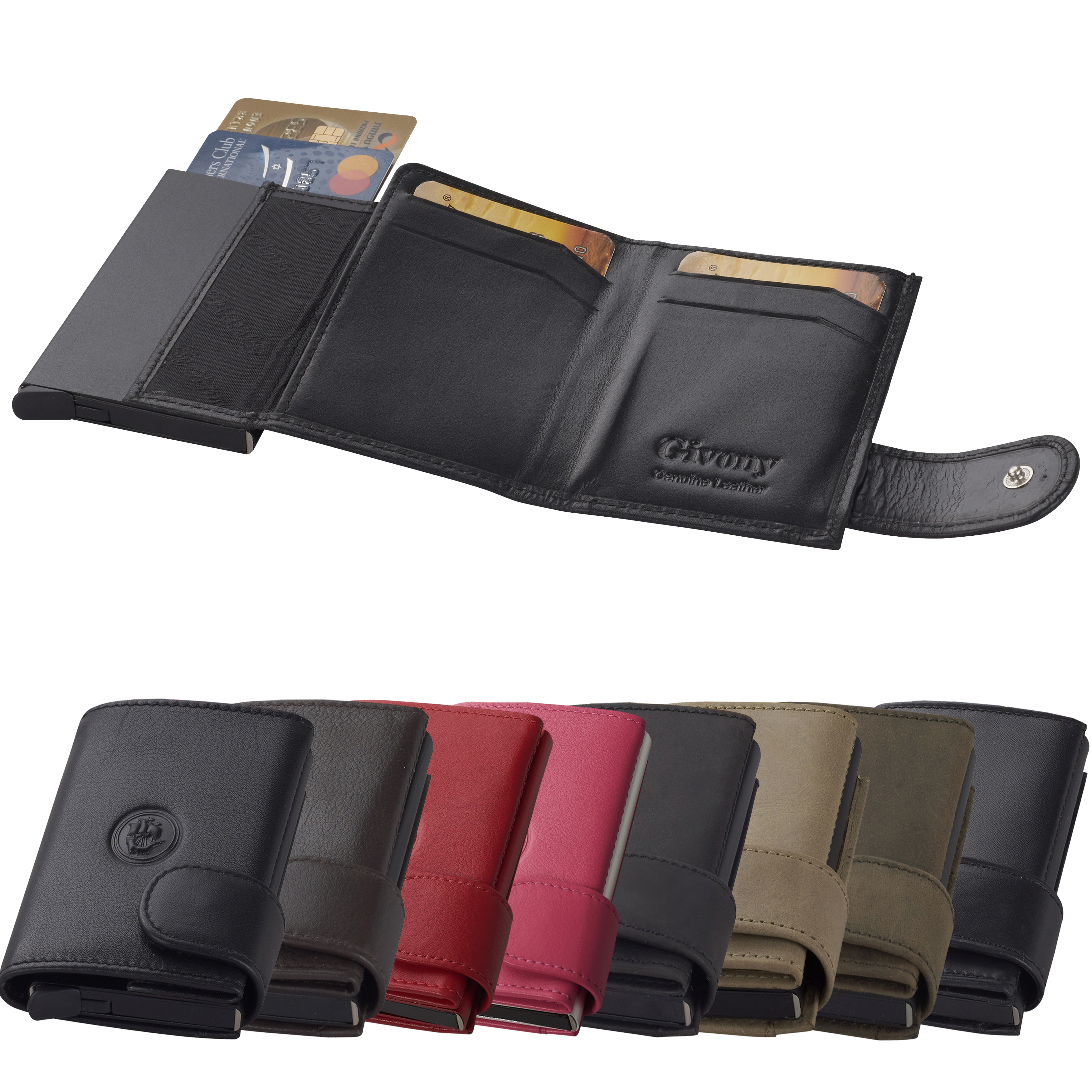 ארנק בטיחות RFID + NFC מעור שולף כרטיסי אשראי ותא לשטרות מבית המותג גבעוני