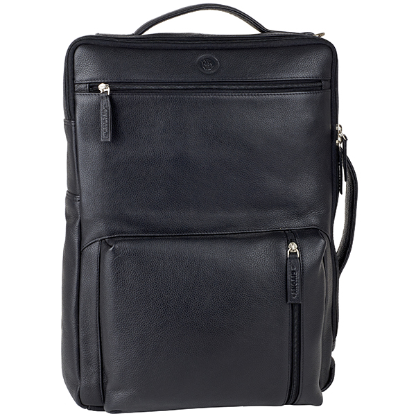 תיק גב וצד (שניים באחד) עור איכותי למחשב נייד עד 17.3 אינץ' עם רצועת טרולי מבית המותג גבעוני