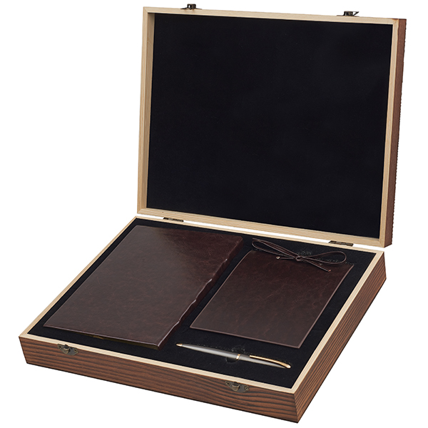 מארז מתנה מעץ עבור מחברת בלוק ועט מבית המותג גבעוני - תמונה 2