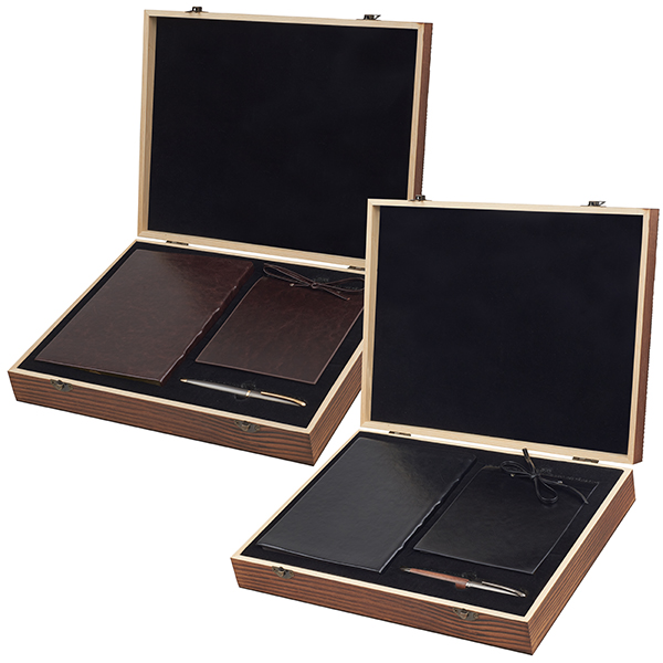 ערכת מתנה מהודרת הכוללת מחברת, בלוק ועט X-PEN במארז עץ מבית המותג גבעוני