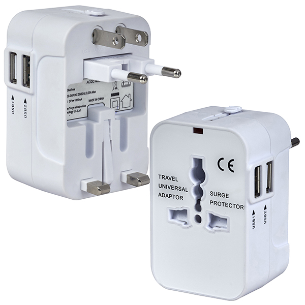 מתאם שקע חשמל בינלאומי כולל מטען כפול USB