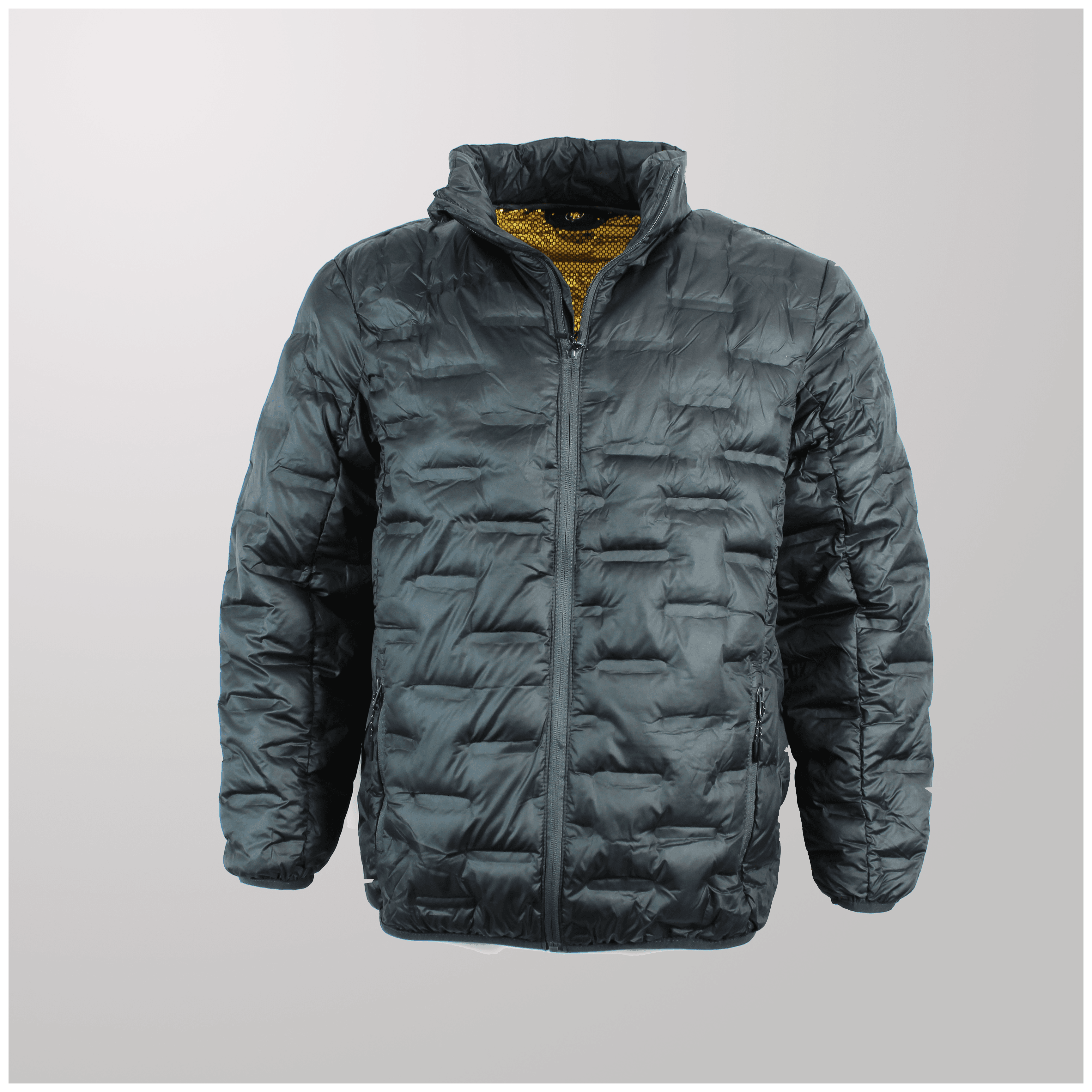 מעיל פוך בטנה זהב שחור