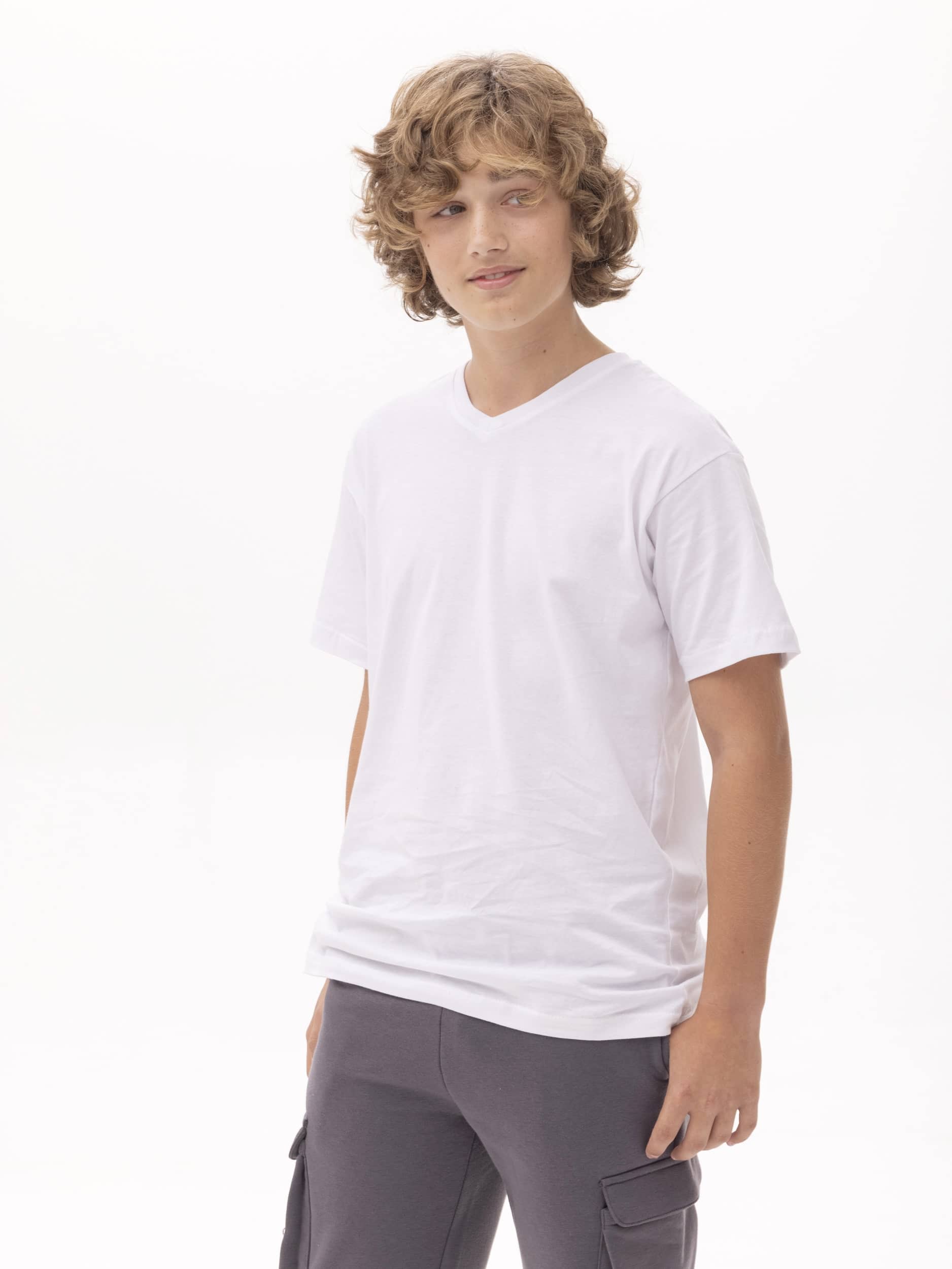 חולצת טריקו בנים צווארון V שרוול קצר