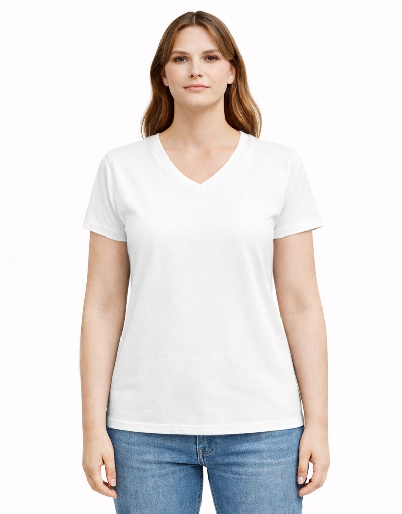 טי שירט קצרה נשים דגם נטלי צווארון V