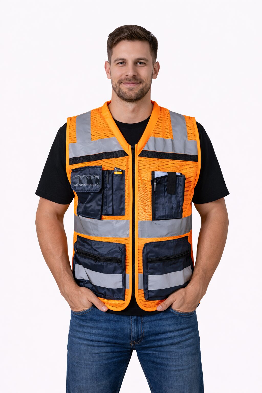 אפוד מנהל 5 כיסים רשת זוהר