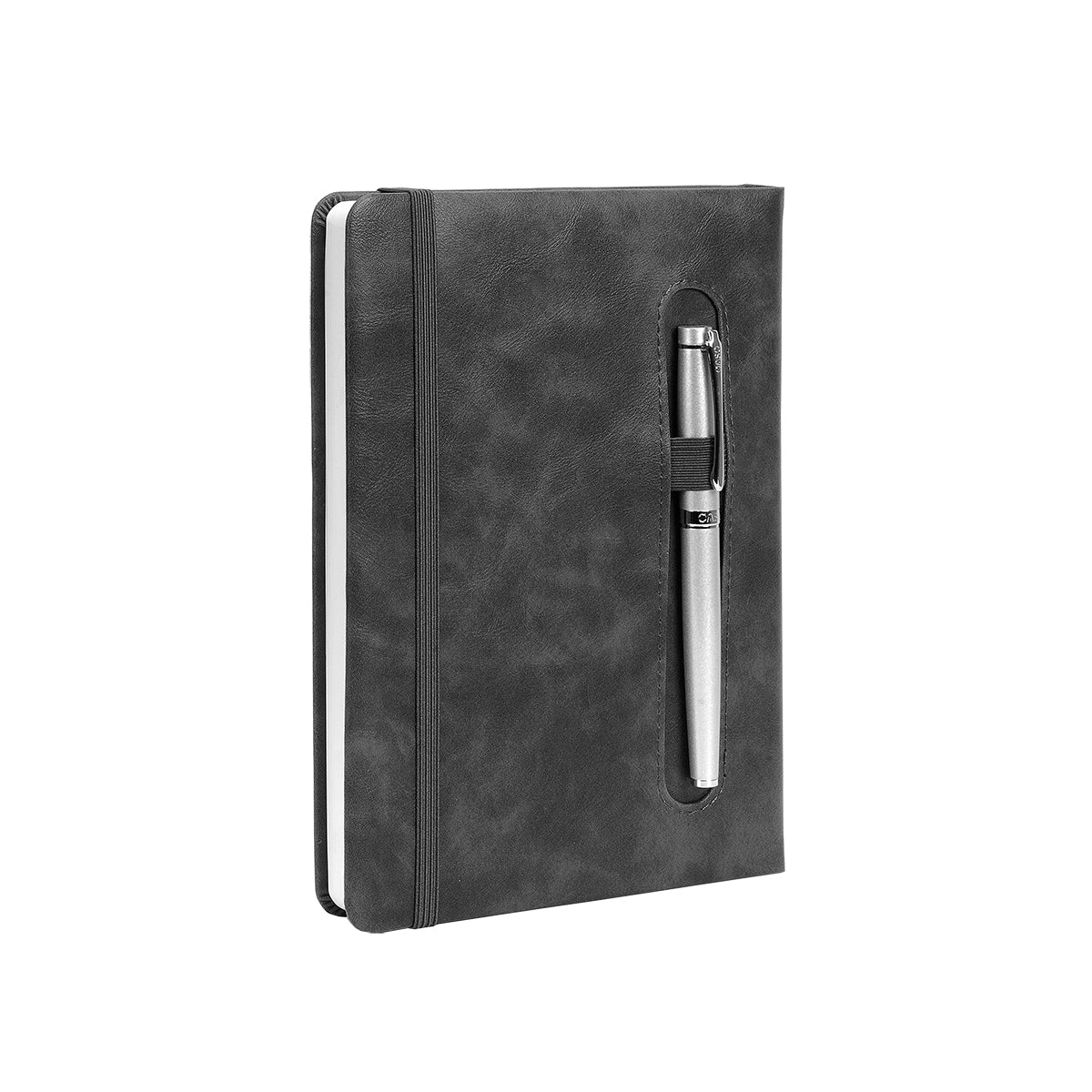 מחברת A5 דמוי עור מהודרת עם מקום לעט