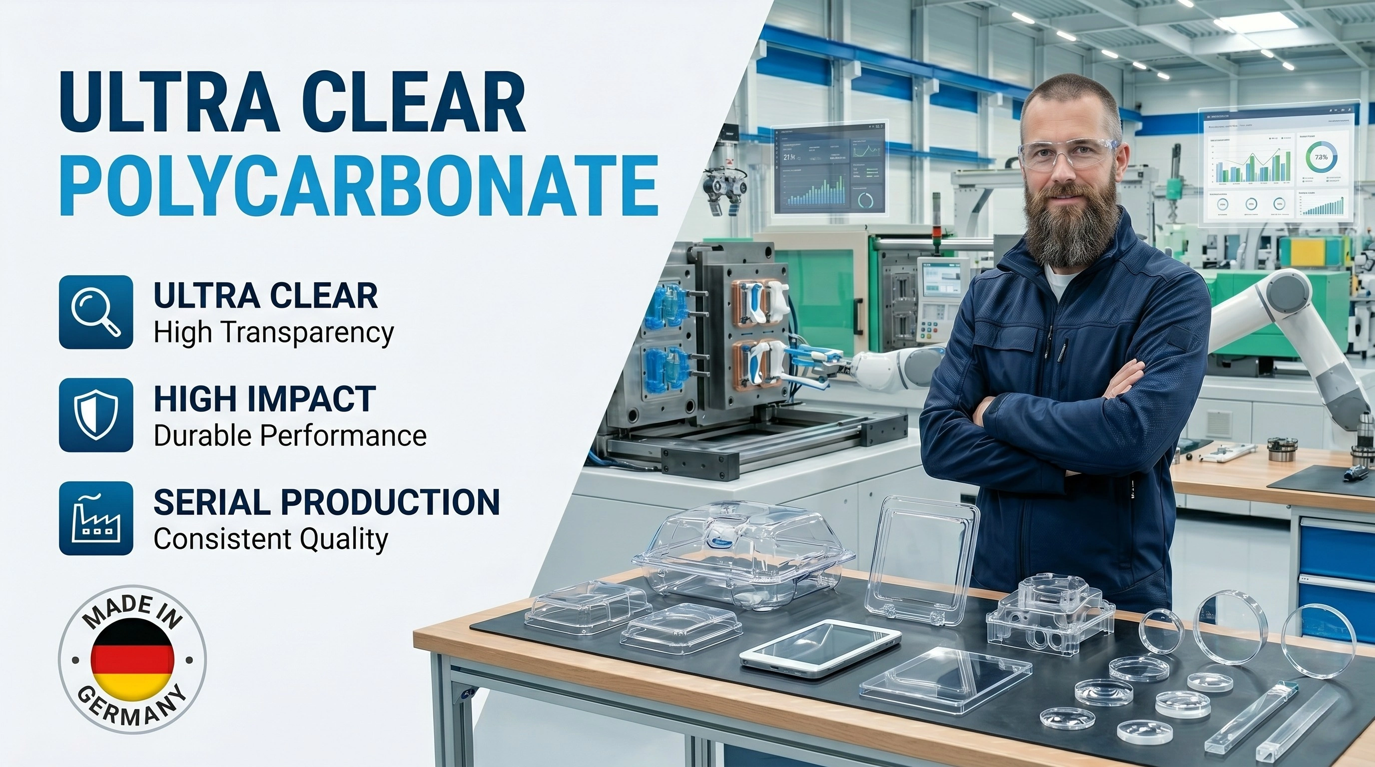 Ultra-Clear Polycarbonate Parts | Serial Manufacturing