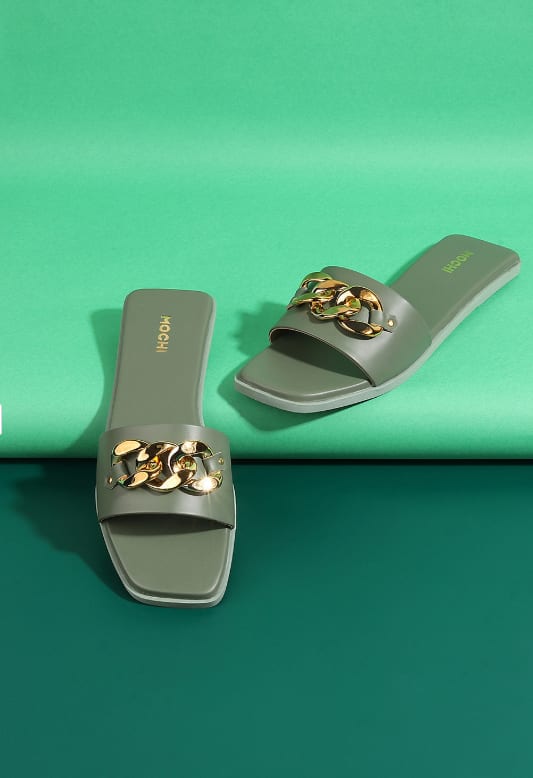 Mochi Women Green Flats