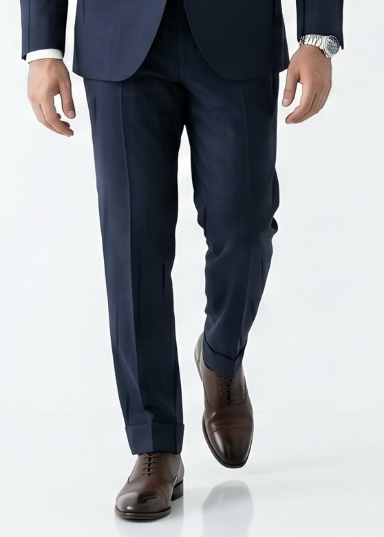 Navy Blue Regular Fit Pants for Men – Formal & Business Wear