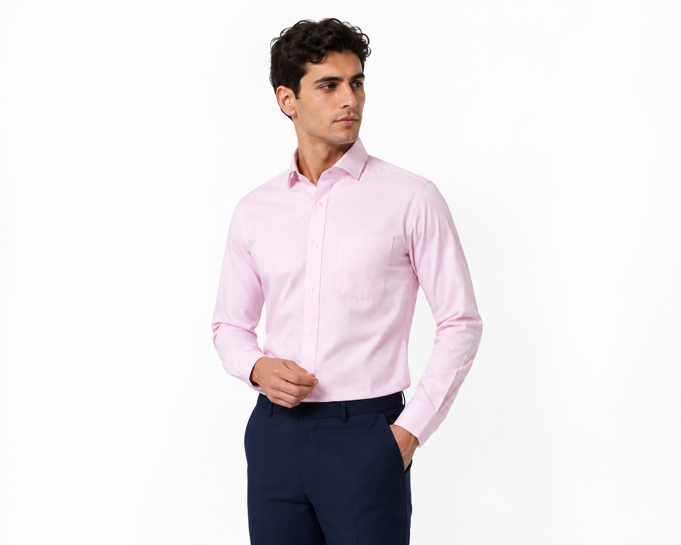 Men's Baby Pink Cotton Blend Shirt