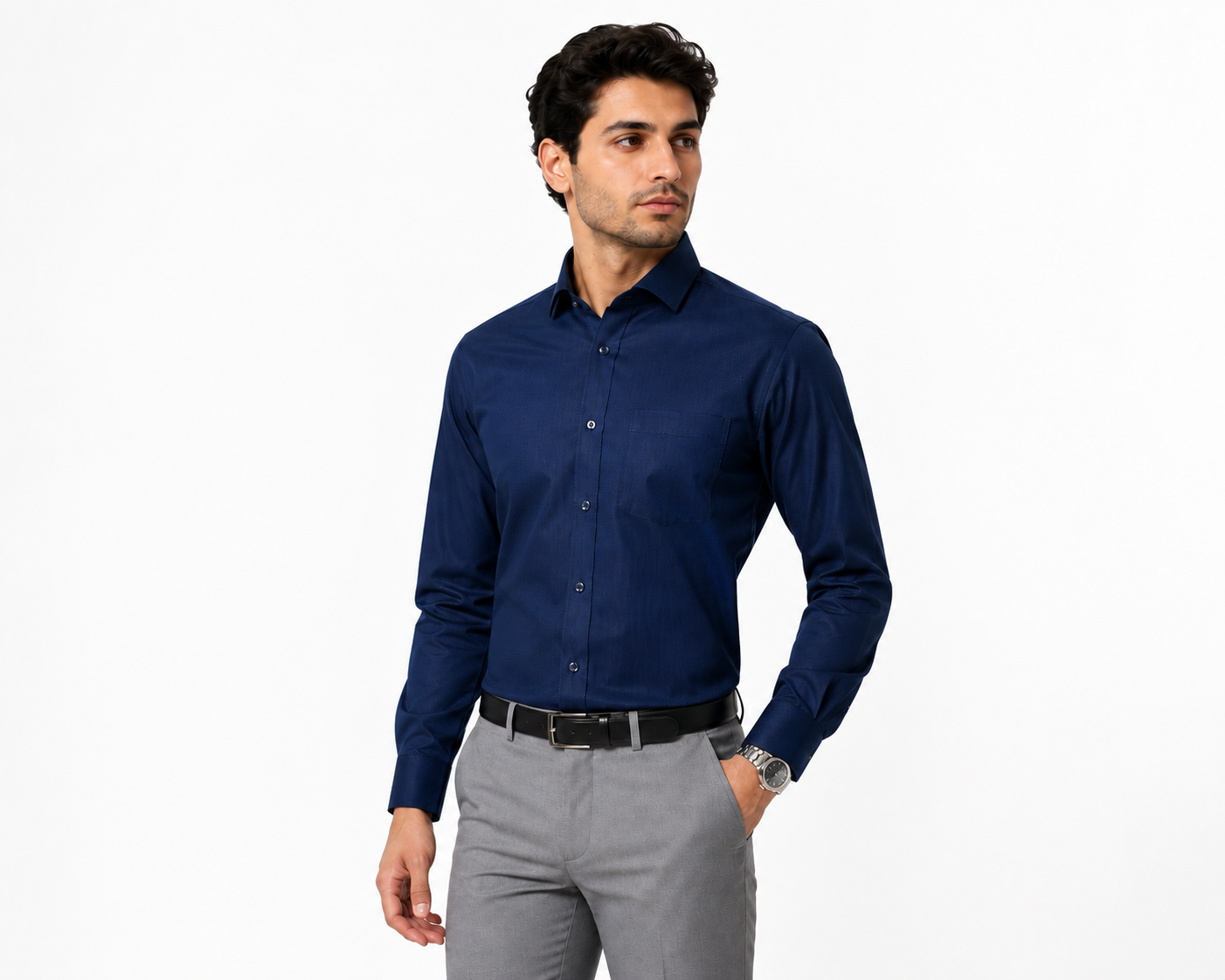 Men's Italian Blue Cotton Blend Shirt