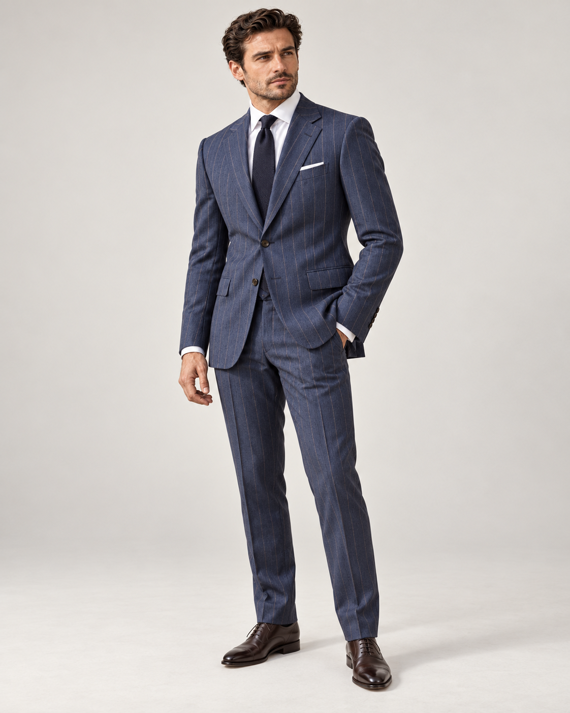Blue Pinstripe Two-Piece Custom Suit