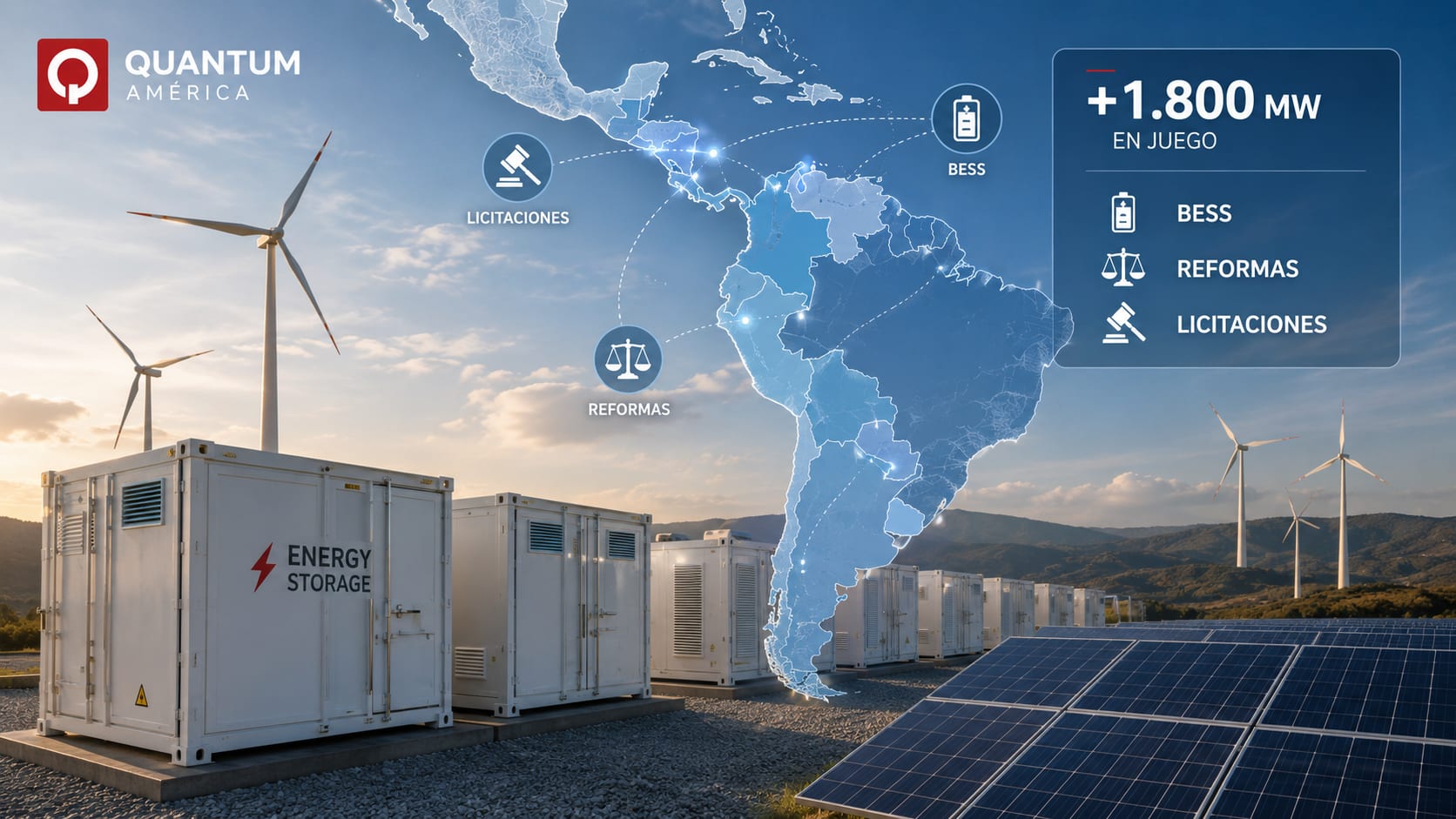 Quantum actualiza el mapa de licitaciones regionales: BESS, reformas y más de 1800 MW en juego