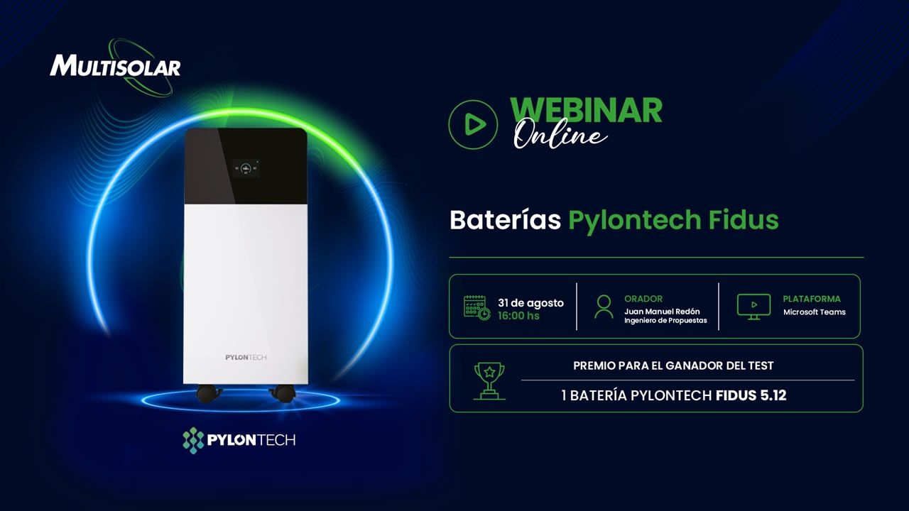 Multisolar brindará un webinar sobre baterías Pylontech Fidus con foco en sus ventajas y aplicaciones