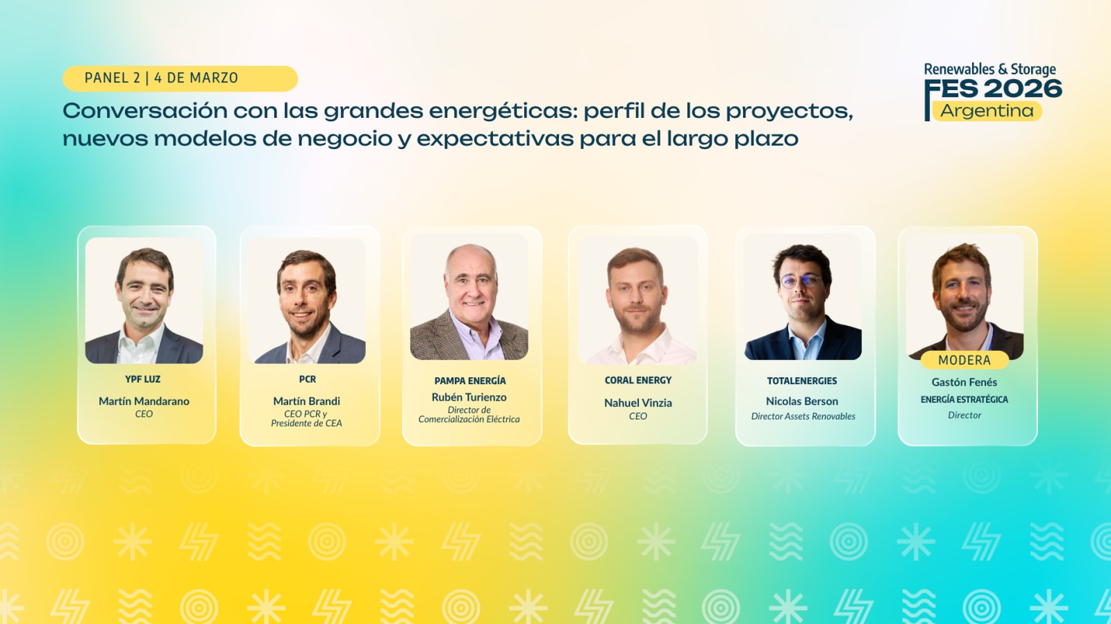 Los principales directores ejecutivos del sector energético argentino definirán su estrategia de energías renovables, sistemas de almacenamiento de energía en baterías (BESS) y red eléctrica en FES.