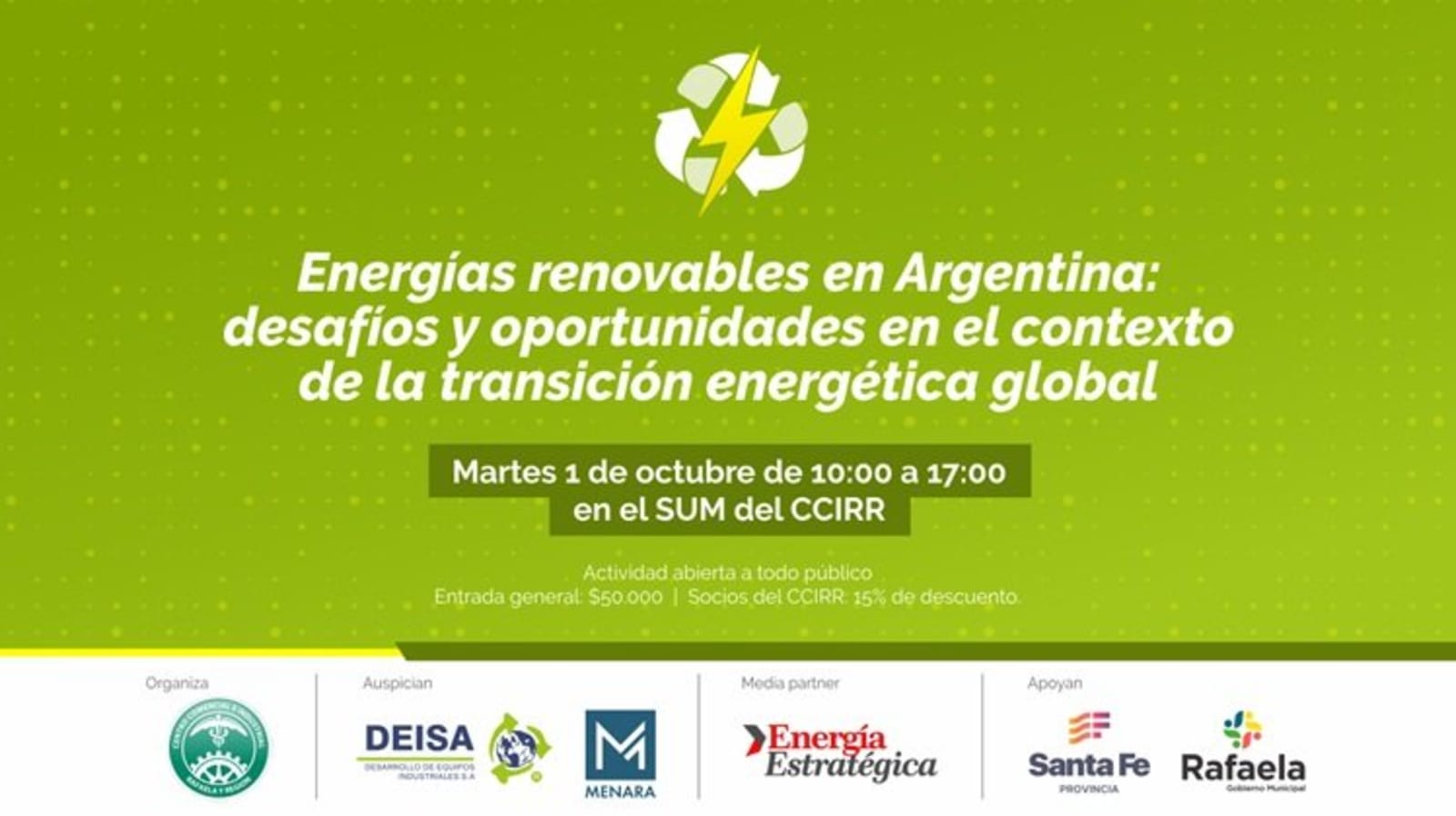 Se acerca una nueva jornada sobre energías renovables en Argentina en el Centro Comercial e Industrial de Rafaela y la Región