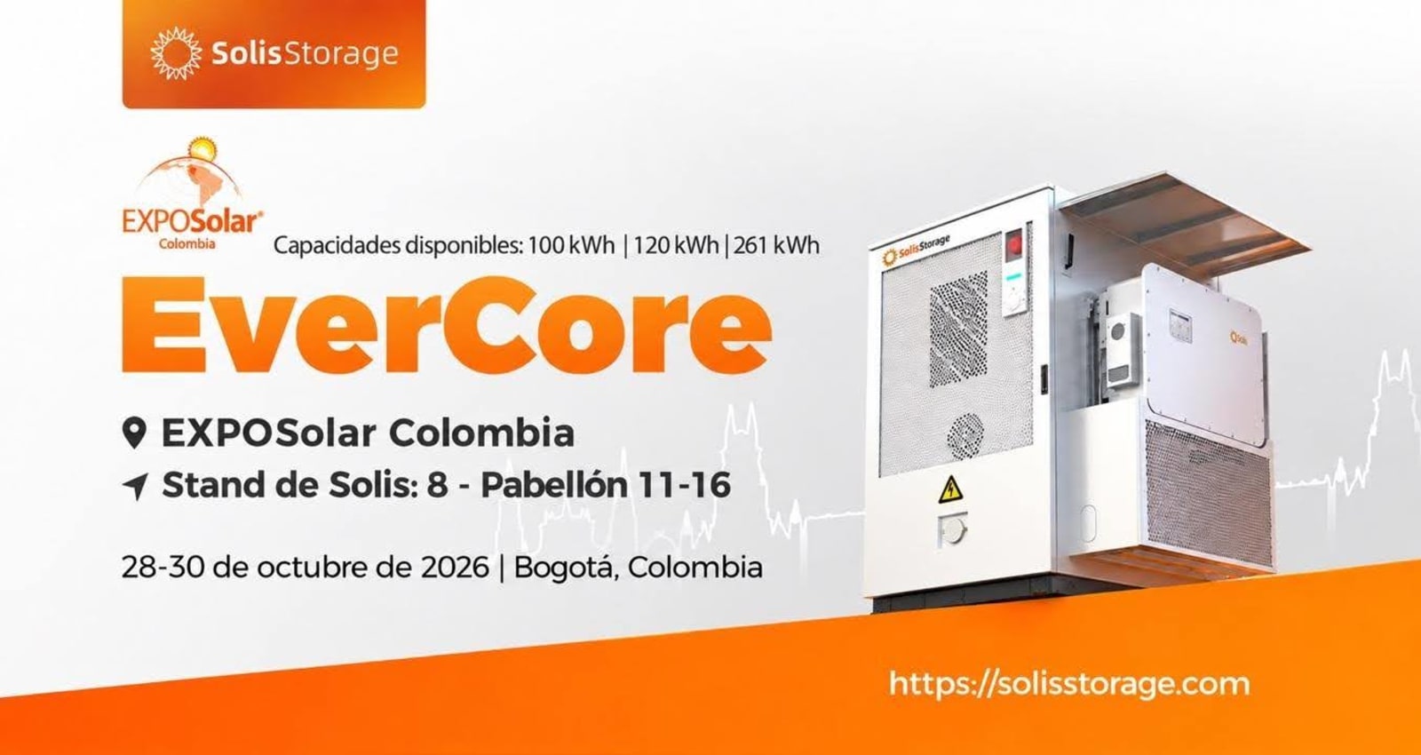 A Solis apresenta soluções de armazenamento de energia de última geração na ExpoSolar Colômbia 2026.