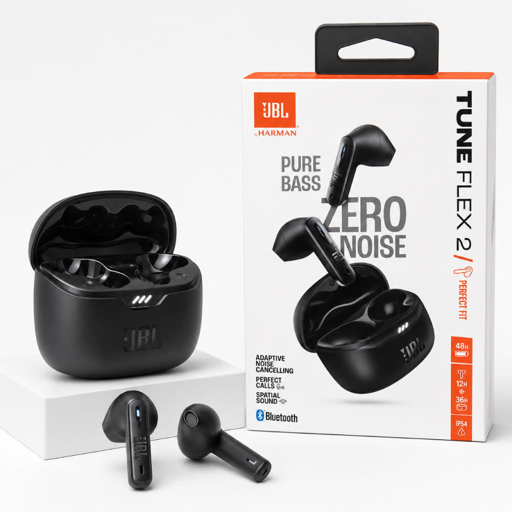 JBL Tune Flex 2 True Wireless Noise Cancelling Earbuds – Black