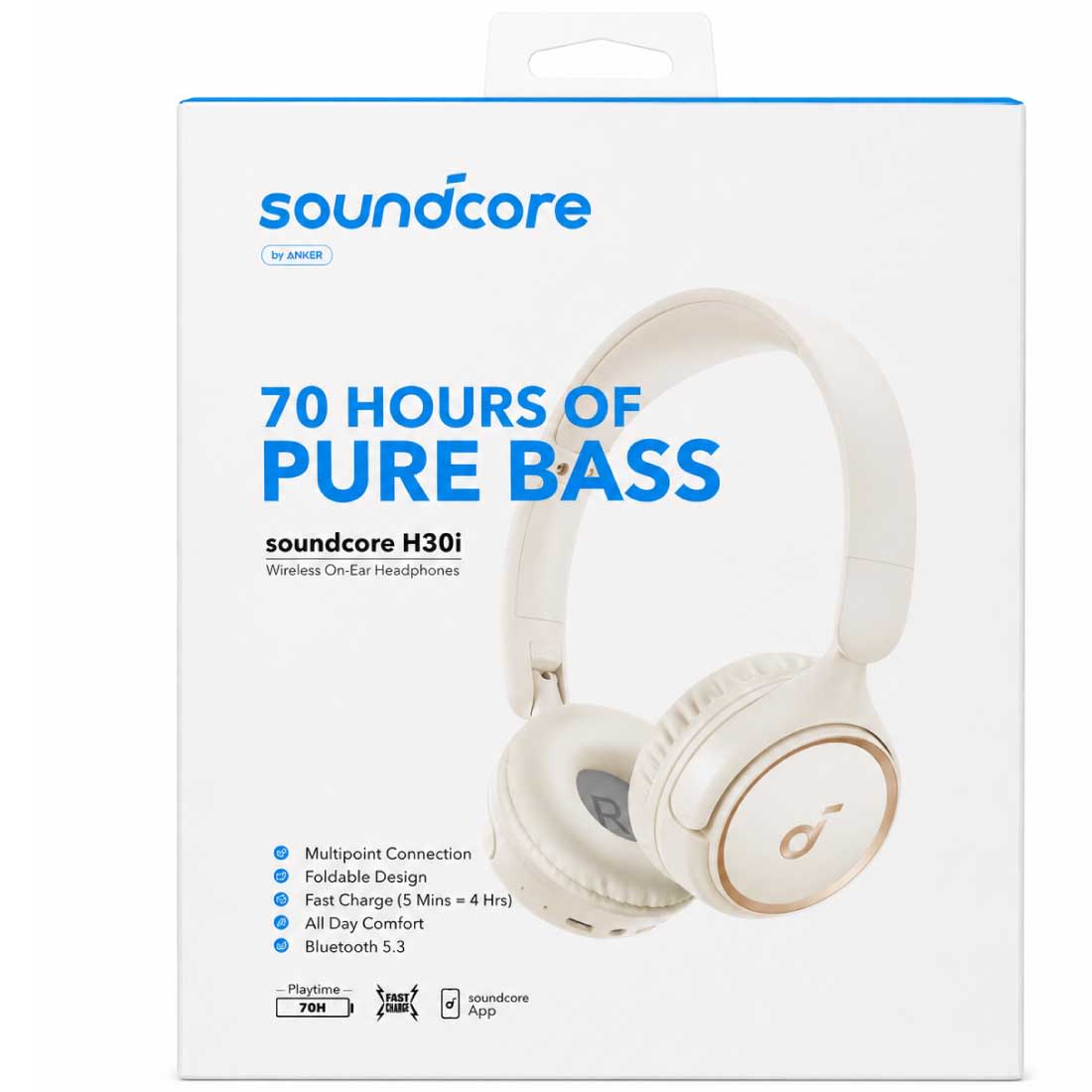 Soundcore H30i Wireless On-Ear Headphones – Pearl White