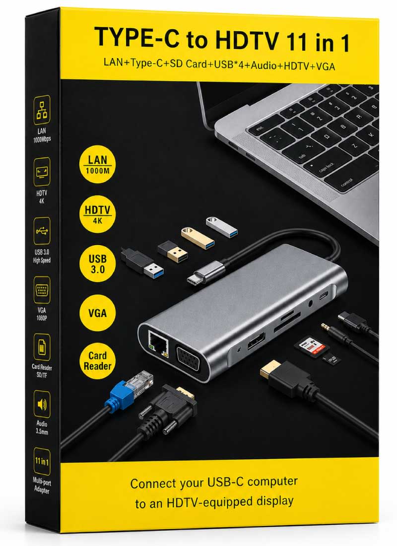 TYPE-C to HDTV 11-in-1 Multiport Adapter 2