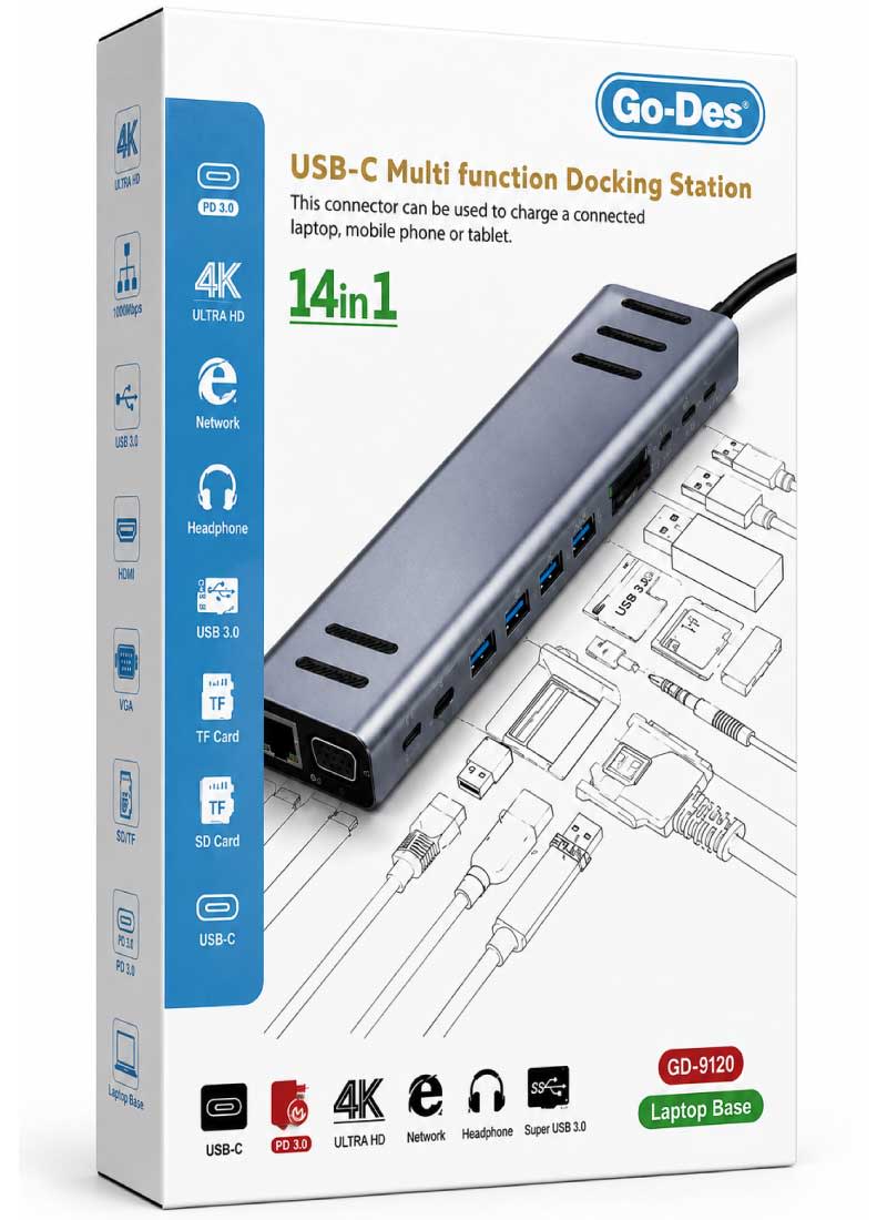 Go-Des GD-9120 USB-C 14-in-1 Multi-Function Docking Station 2
