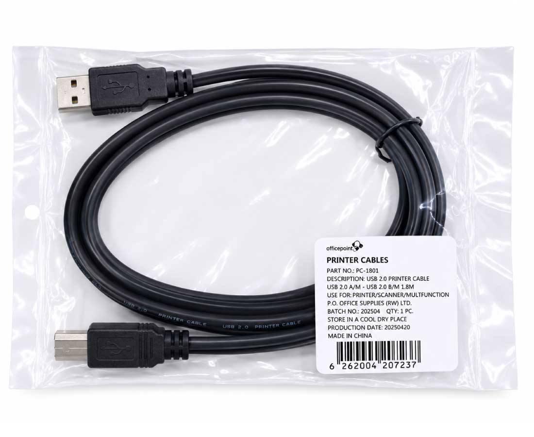 OfficePoint USB 2.0 Printer Cable – A/M to B/M image 2