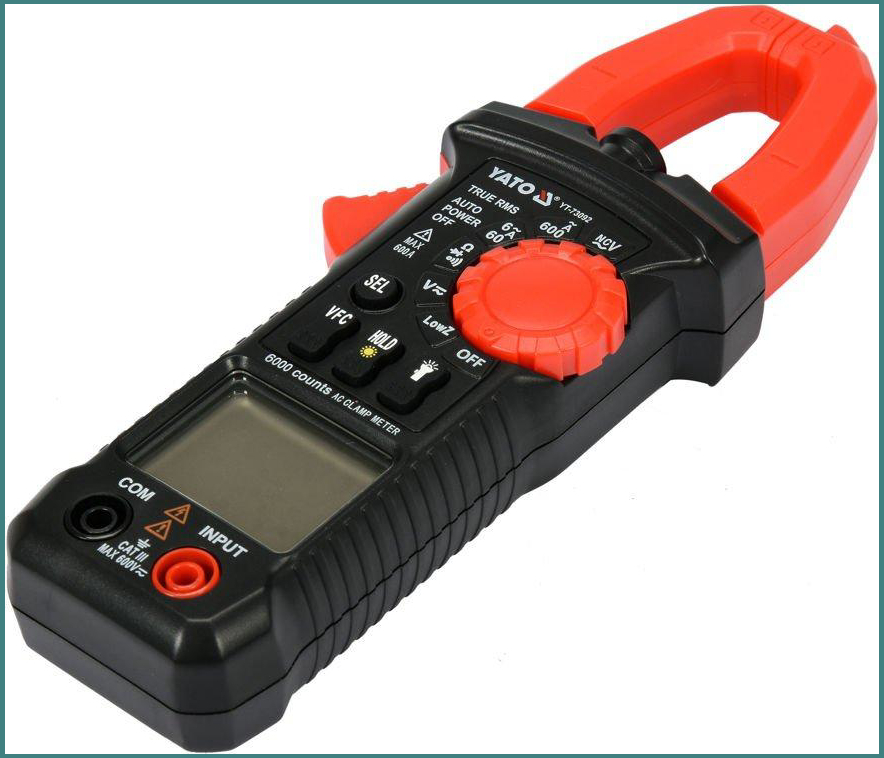 Мультиметр-клещи YATO YT-73092 с LCD-дисплеем, измерение переменного тока до 600 А, автоматическая настройка диапазона