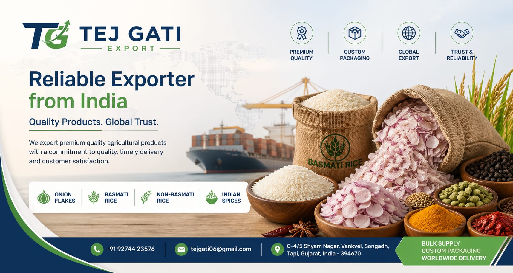 Tej Gati EXPORTERS Banner