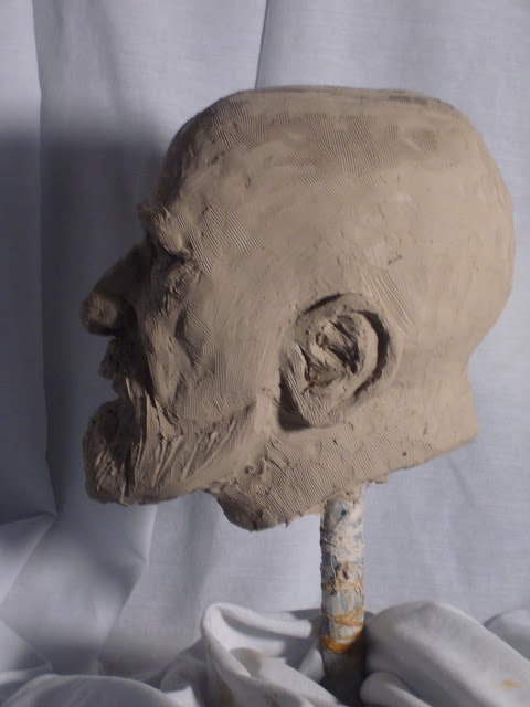 Clay Head Sculpture in Profile