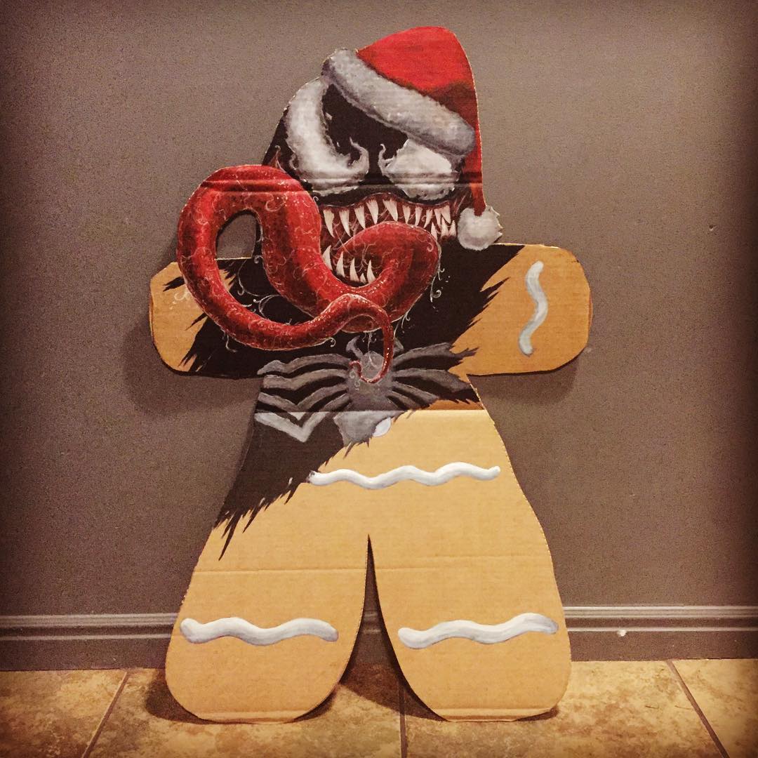 Venom Gingerbread Man Painting by Adam Miconi