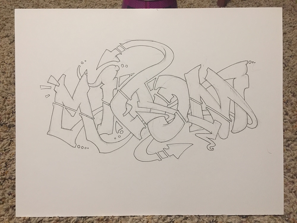 Graffiti Writing Pen Over Pencil