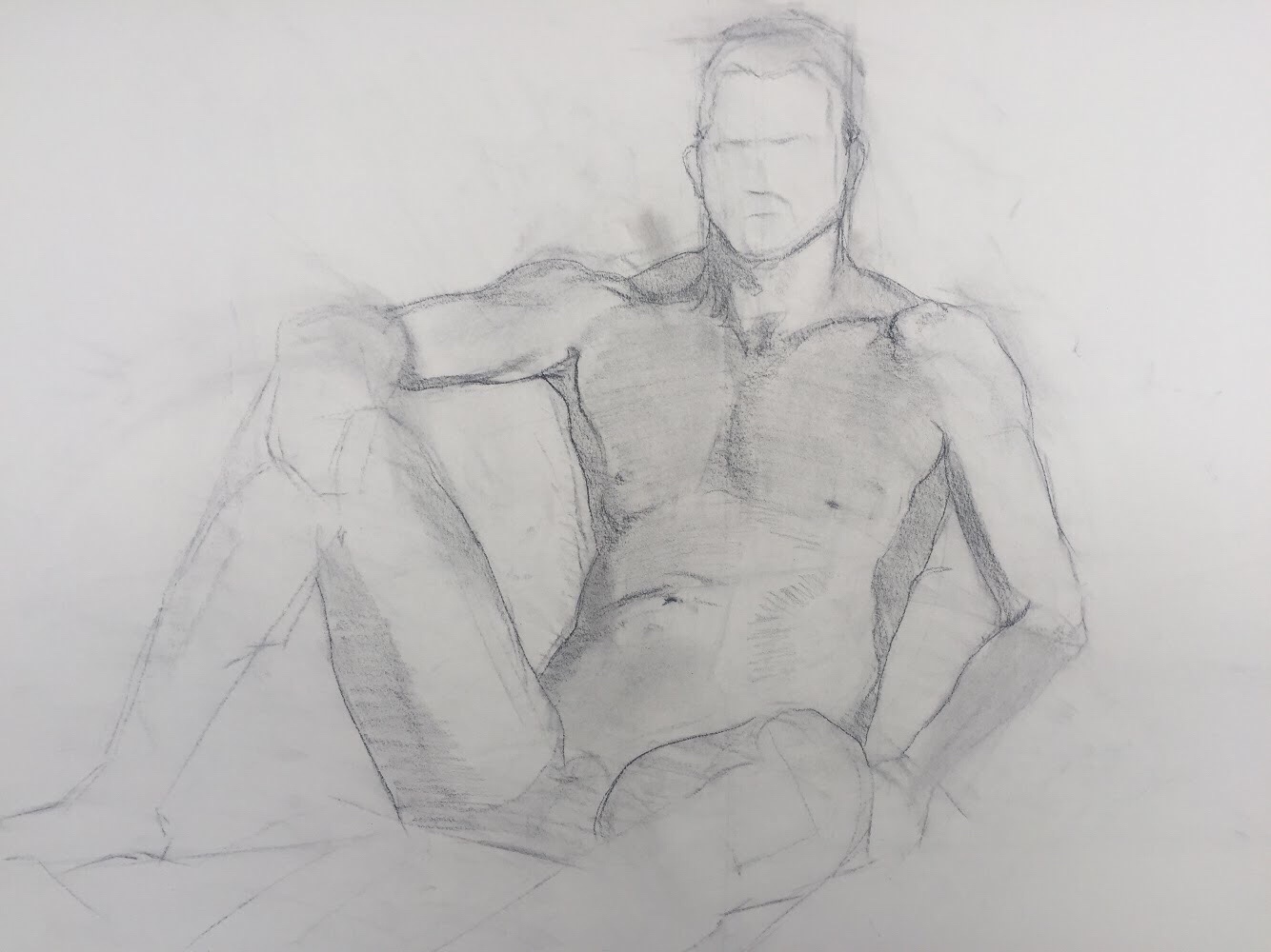 Committing the line work in the figure drawing