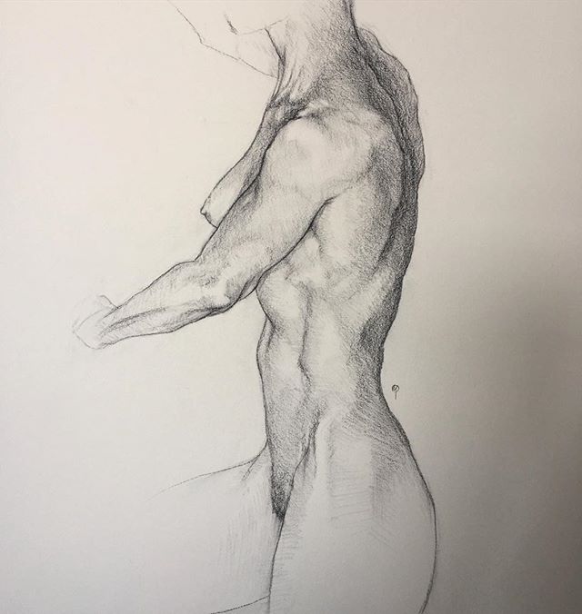 Female Figure Drawing in Charcoal by Adam Miconi