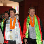 MLTR Entering the lobby at the Radisson Hotel, Lazimpat