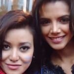 Malina Joshi with miss venezuela at Miss World 2011