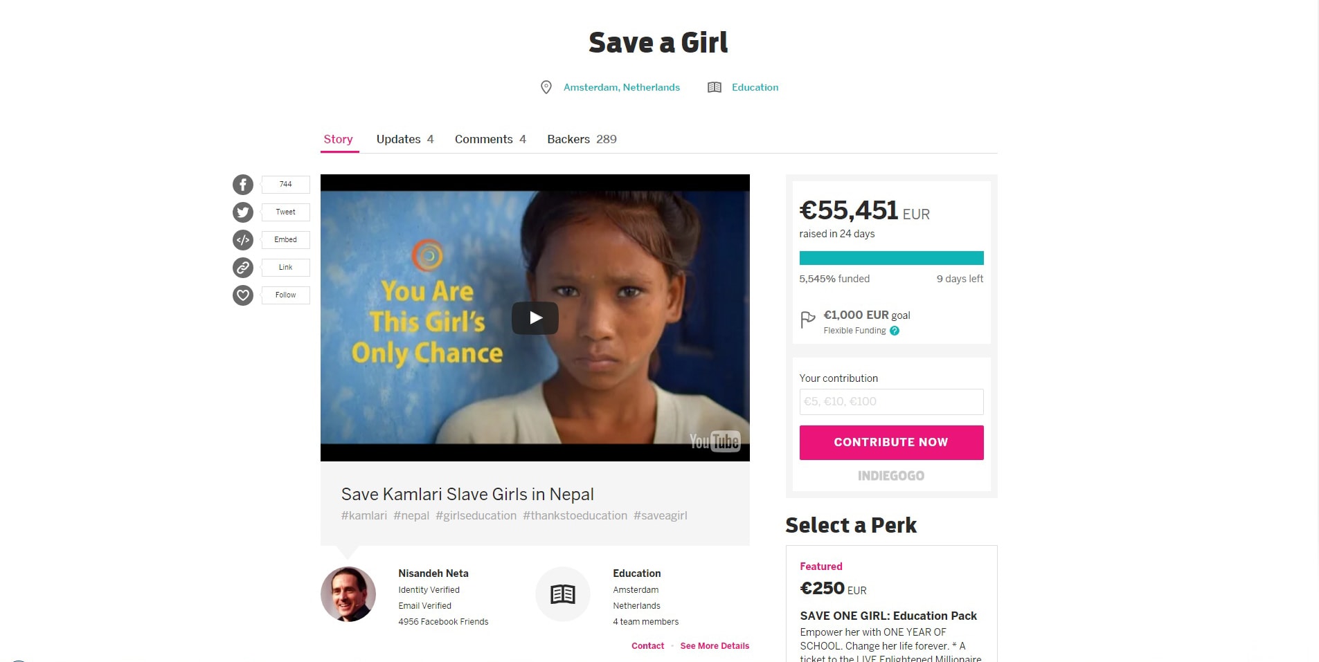 Save a girl - Indiegogo Campaign