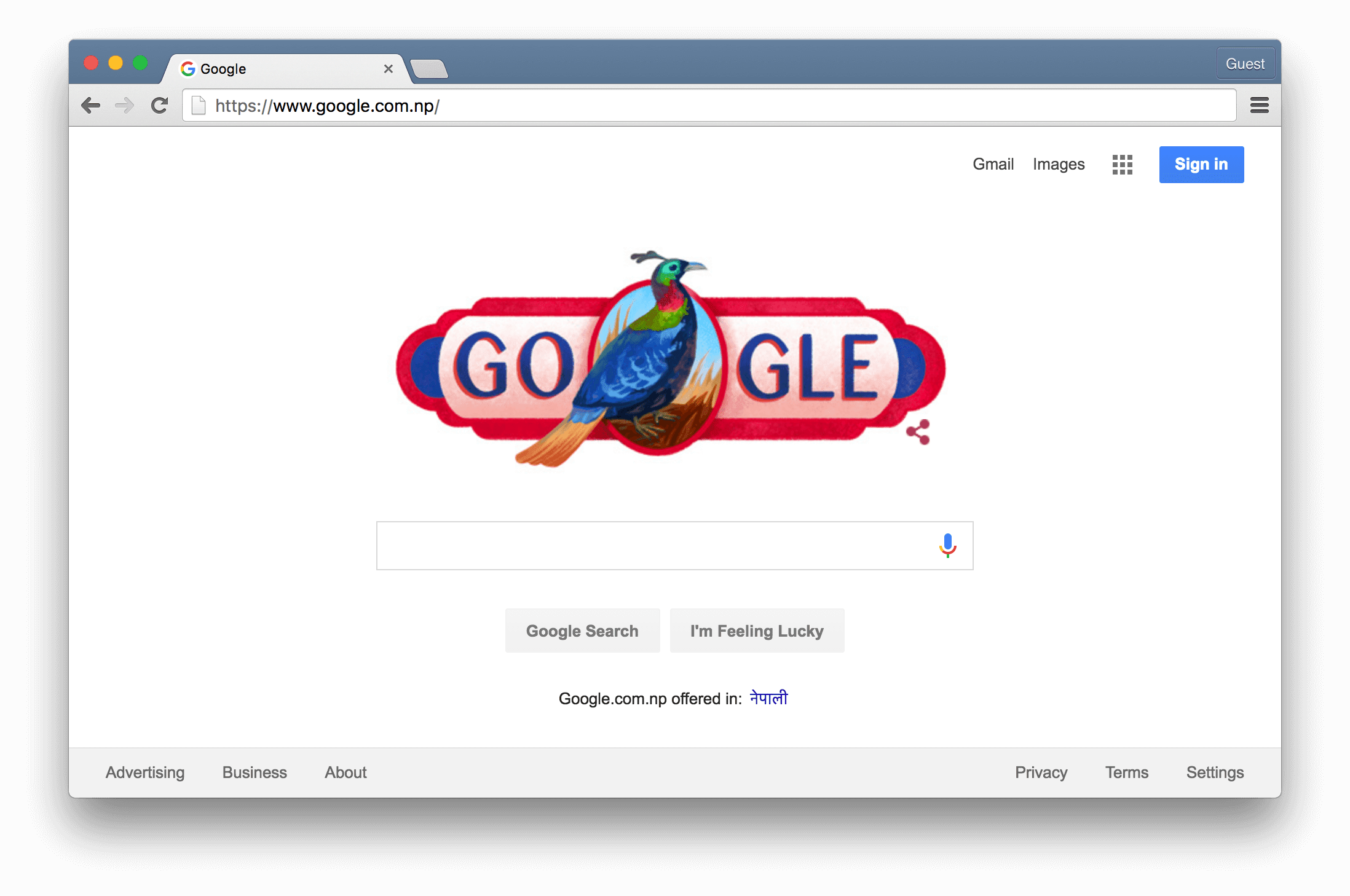 Google Nepal Homepage with Google Doodle