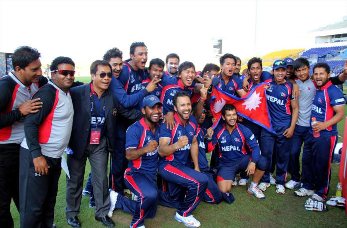 Team Nepal cricket after winning Match Hongkong