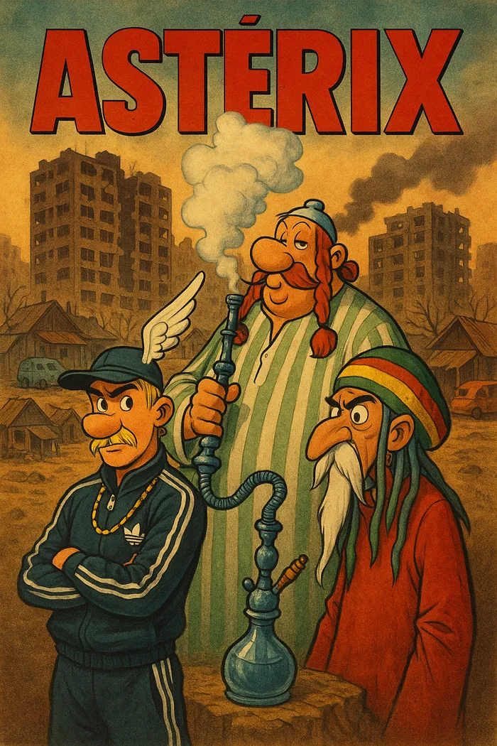 Badassterix Asterix Obelix Panoramix Rasta Cite Urban Dystopique