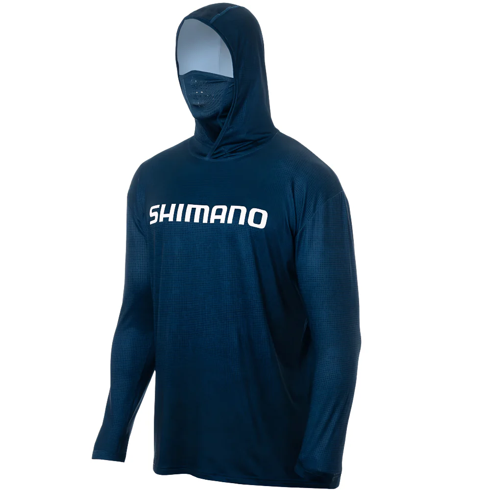 Shimano Jersey De Pesca Con Gorro Camuflaje Dark Blue SHMHOODDARKB
