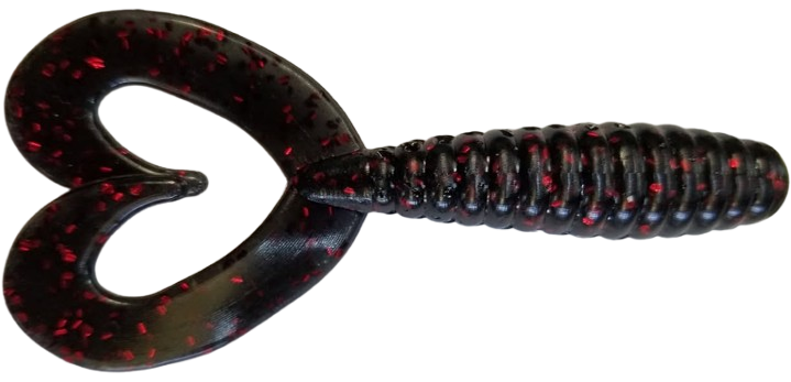 TWIN TAIL GRUB BLACK RED NEON