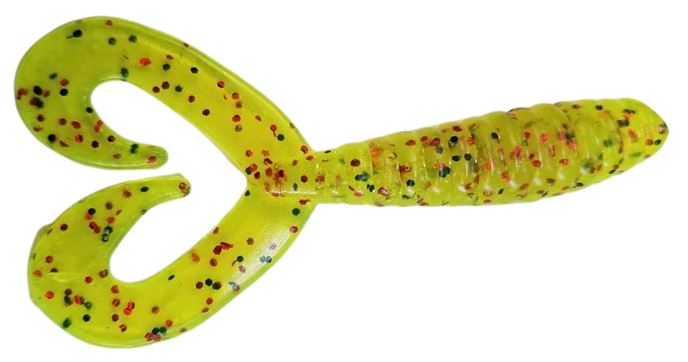 TWIN TAIL GRUB CHARTREUSE RED