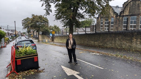 Councillor Ruth Milsom, at the School Street closure on Mona Avenue