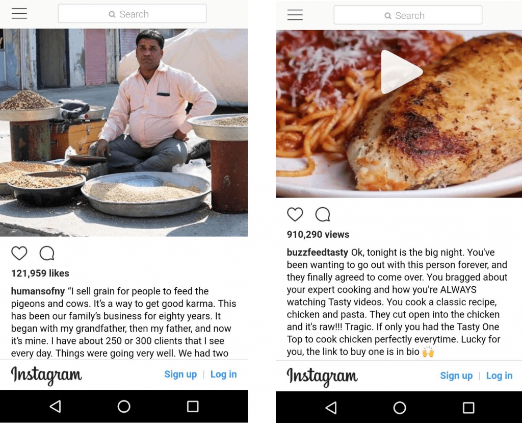 Instagram Content Marketing examples