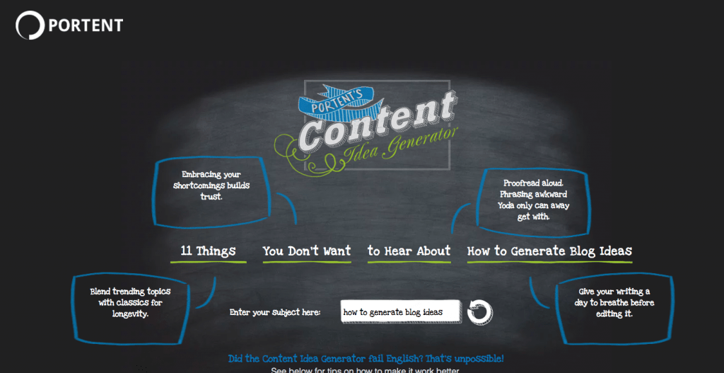 Portent Blog Topic Generator