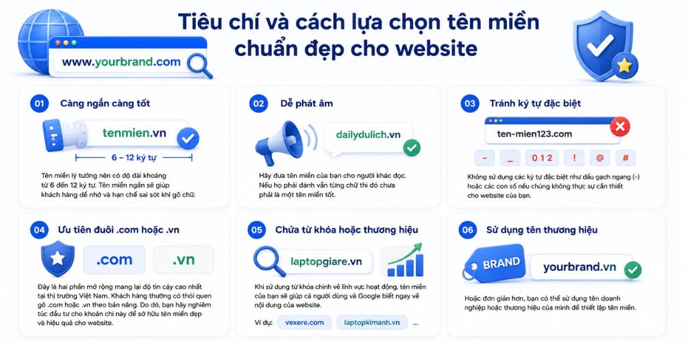 Tiêu chí để chọn tên website dễ nhớ và tạo ấn tượng tốt cho khách hàng