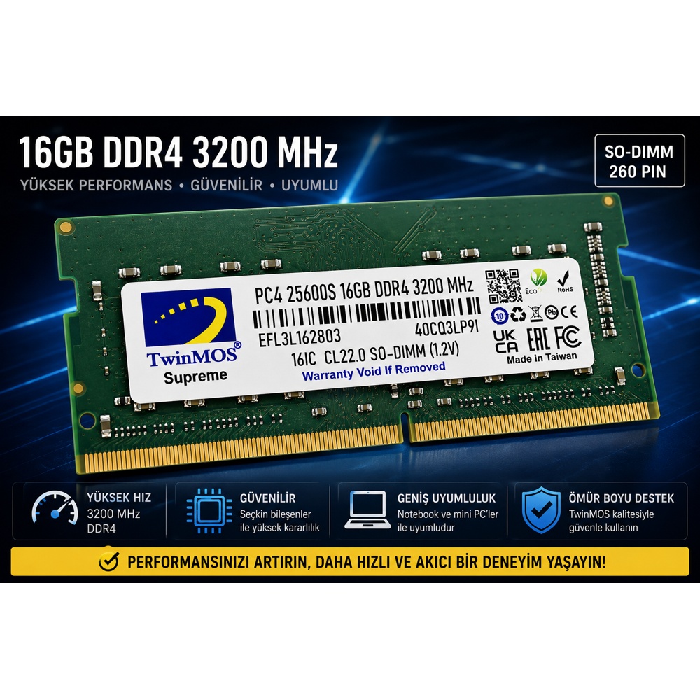 TwinMOS 16GB DDR4 3200MHz Notebook RAM